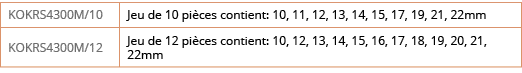 KOKRS4300M 10,Jeu de 10 pi ces contient: 10, 11, 12, 13, 14, 15, 17, 19, 21, 22mm,KOKRS4300M 12,Jeu de 12 pi ces cont   