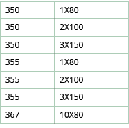 350,1X80,350,2X100,350,3X150,355,1X80,355,2X100,355,3X150,367,10X80