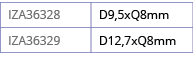 IZA36328,D9,5xQ8mm,IZA36329,D12,7xQ8mm