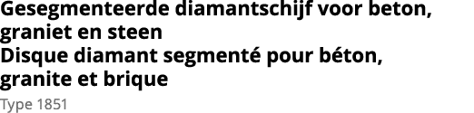 Gesegmenteerde diamantschijf voor beton, graniet en steen Disque diamant segment  pour b ton, granite et brique Type    
